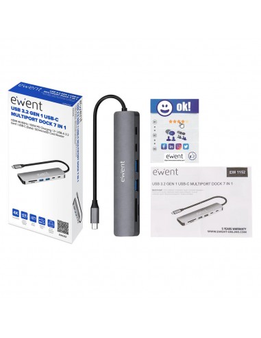 Docking station ewent ew1152 usb tipo c 7 en 1