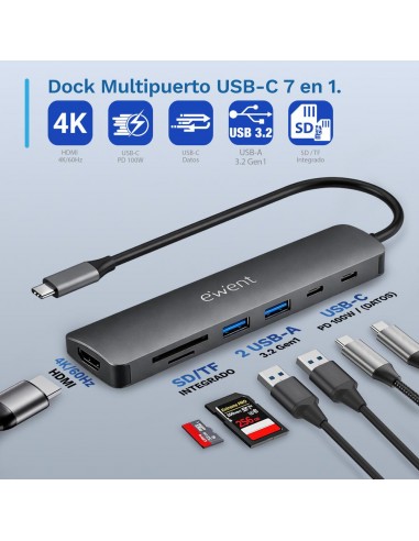 Docking station ewent ew1152 usb tipo c 7 en 1