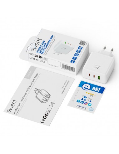 Cargador ewent ew1333 95w 2x usb tipo c - usb tipo a