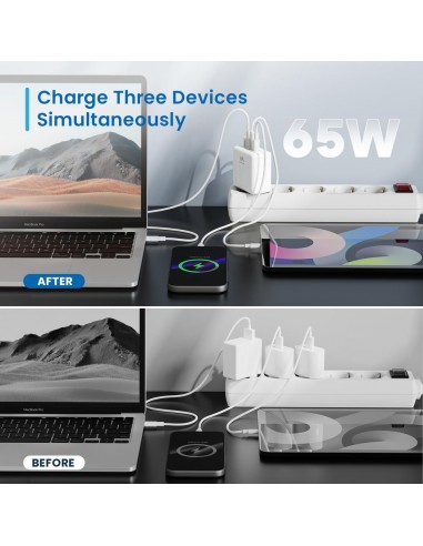 Cargador ewent ew1333 95w 2x usb tipo c - usb tipo a