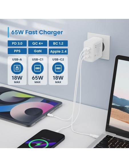 Cargador ewent ew1333 95w 2x usb tipo c - usb tipo a Cargador ewent ew1333 95w 2x usb tipo c - usb tipo a