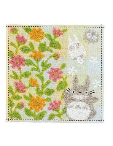 Mini toalla totoro gris jardin de flores 25x25 cm mi vecino totoro