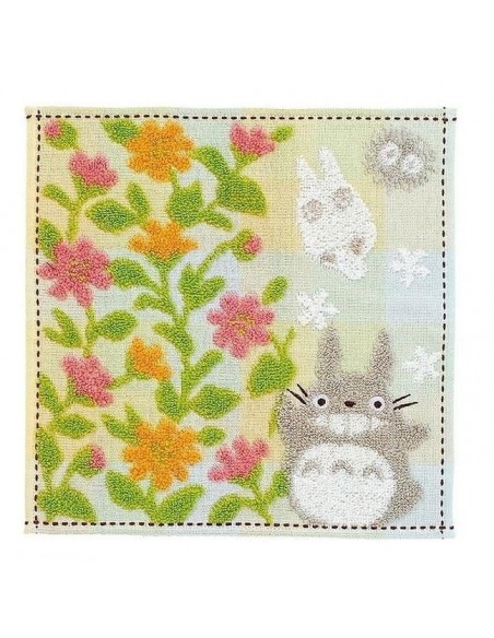 Mini toalla totoro gris jardin de flores 25x25 cm mi vecino totoro