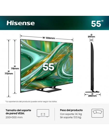 Tv hisense 55 pulgadas mini led 4k uhd - 55e8s - smart tv