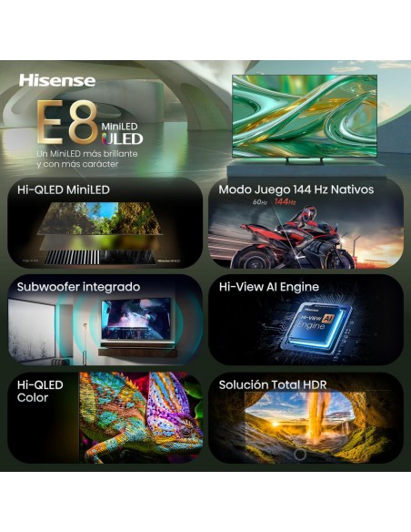 Tv hisense 65 pulgadas mini led 4k uhd - 65e8s - smart tv