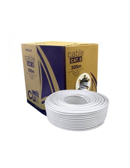 Bobina cable red solido phasak utp cat.6 awg24 305m gris phr 652