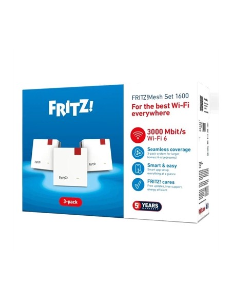 Punto de acceso repetidor fritz! mesh set 1600 3 unidades