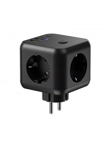 Cargador de pared mars gaming md - cube20 20w 3x schuko 2x usb tipo c 2x usb tipo a negro