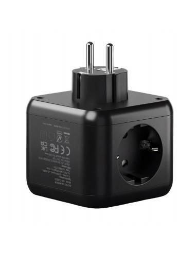 Cargador de pared mars gaming md - cube20 20w 3x schuko 2x usb tipo c 2x usb tipo a negro