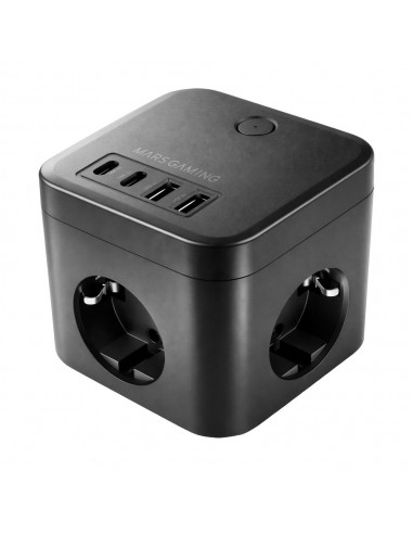 Cargador de pared mars gaming md - cube35 35w 3x schuko 2x usb tipo c 2x usb tipo a negro