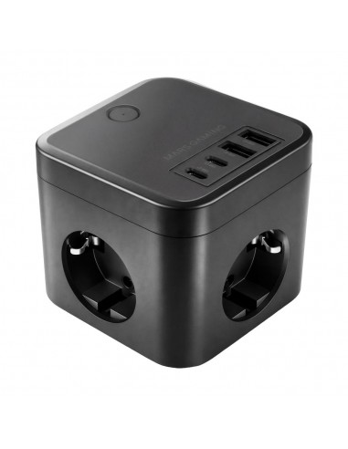Cargador de pared mars gaming md - cube35 35w 3x schuko 2x usb tipo c 2x usb tipo a negro