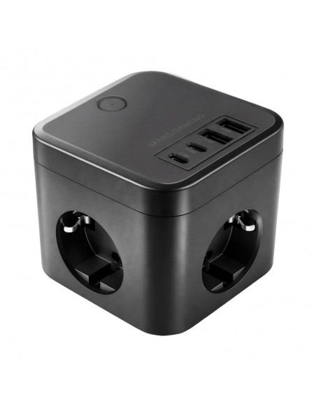 Cargador de pared mars gaming md - cube35 35w 3x schuko 2x usb tipo c 2x usb tipo a negro