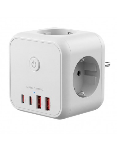Cargador de pared mars gaming md - cube20w 20w 3x schuko 2x usb tipo c 2x usb tipo a blanco