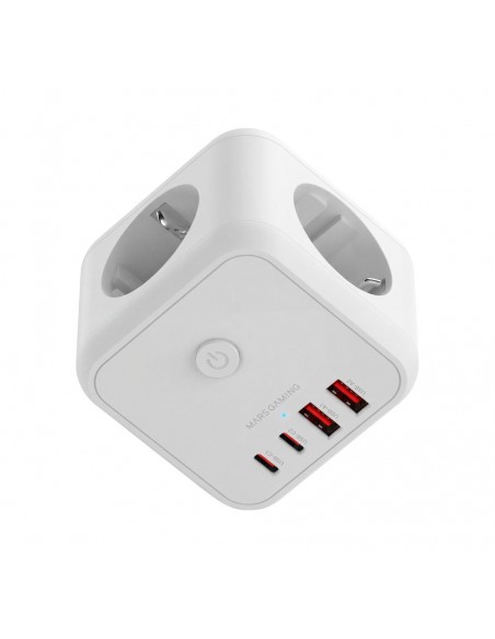 Cargador de pared mars gaming md - cube20w 20w 3x schuko 2x usb tipo c 2x usb tipo a blanco
