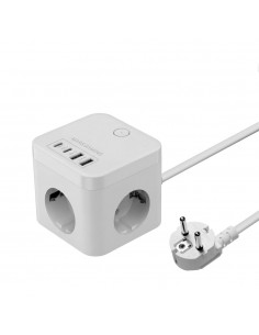 Cargador de pared mars gaming md - cube35w 35w 3x schuko 2x usb tipo c 2x usb tipo a blanco