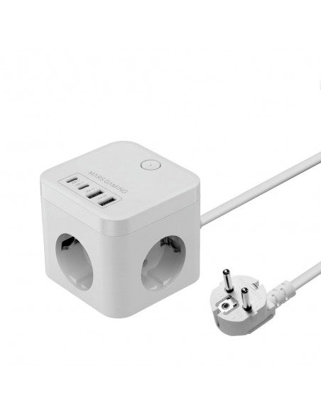 Cargador de pared mars gaming md - cube35w 35w 3x schuko 2x usb tipo c 2x usb tipo a blanco