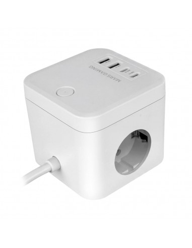 Cargador de pared mars gaming md - cube35w 35w 3x schuko 2x usb tipo c 2x usb tipo a blanco
