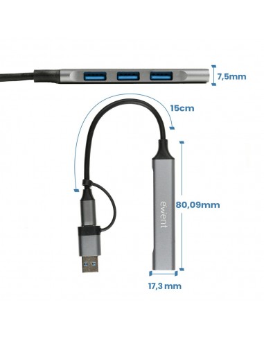 Hub ewent usb tipo c - usb 3.2 4 en 1