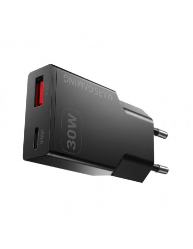 Cargador de pared mars gaming md - gan30 30w 1x usb tipo c 1 x usb tipo a negro