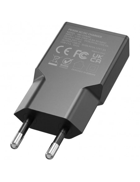Cargador de pared mars gaming md - gan30 30w 1x usb tipo c 1 x usb tipo a negro
