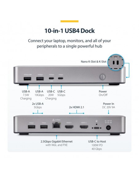 Docking station startech 10 en 1 Docking station startech 10 en 1