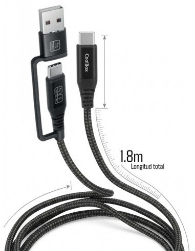 Cable coolbox carga mas datos micro usb - c 60w 1.2m adaptador usb - a