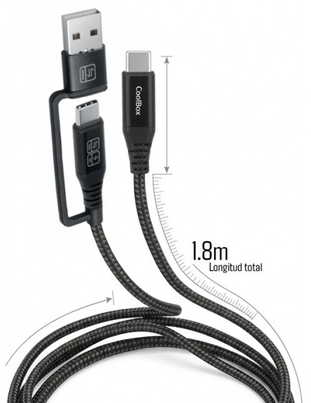 Cable coolbox carga mas datos micro usb - c 60w 1.2m adaptador usb - a Cable coolbox carga mas datos micro usb - c 60w 1.2m adaptador usb - a