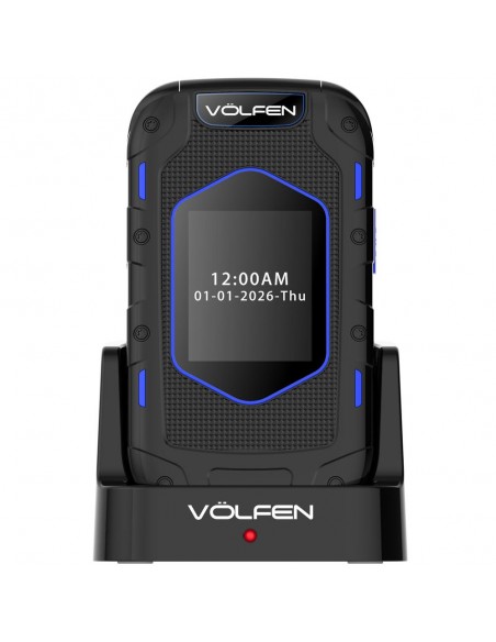 Telefono movil volfen ranger tipo concha azul base de carga