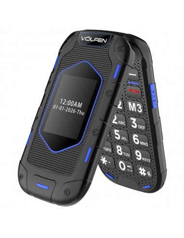 Telefono movil volfen ranger tipo concha azul base de carga