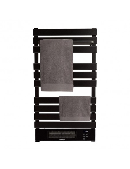 Yoevu - kit radiador toallero 500 | 1500 w mas repisa extra con ganchos - color negro