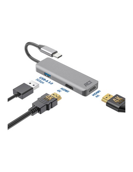 Adaptador act connectivity usb - c a 2 hdmi 4k - usb a Adaptador act connectivity usb - c a 2 hdmi 4k - usb a