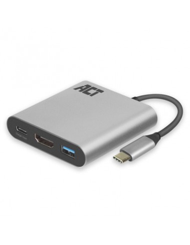 Adaptador act connectivity usb - c a hdmi - usb a - usb - c pd