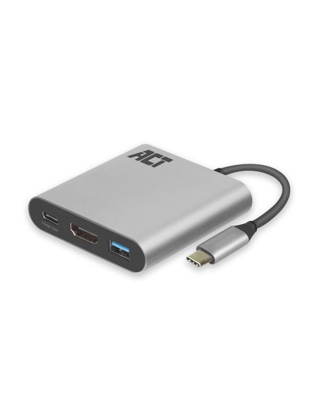 Adaptador act connectivity usb - c a hdmi - usb a - usb - c pd