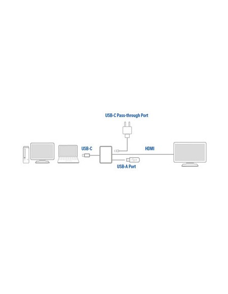 Adaptador act connectivity usb - c a hdmi - usb a - usb - c pd