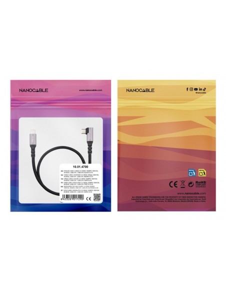 Cable nanocable usb - c 3.2 gen2 acodado 100w 1m Cable nanocable usb - c 3.2 gen2 acodado 100w 1m