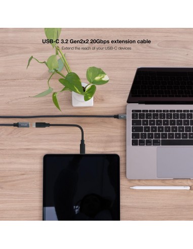 Cable nanocable usb 3.2 gen2x2 20gb 100w c - m - h 1.5m alargador usb - c algodon