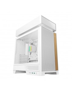 Caja ordenador gaming deepcool cl6600 wh atx rgb cristal templado blanca y madera