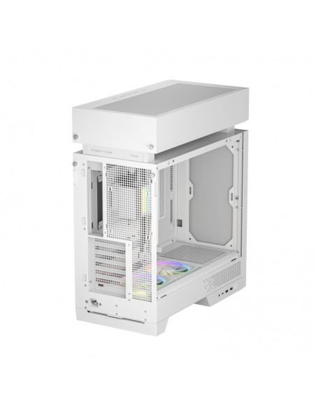Caja ordenador gaming deepcool cl6600 wh atx rgb cristal templado blanca y madera