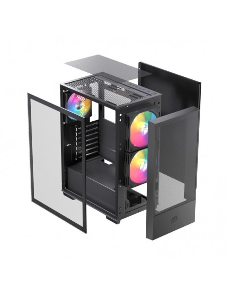 Caja ordenador gaming einarex p100 atx rgb cristal templado negra