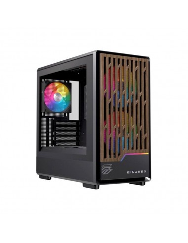 Caja ordenador gaming einarex pm400 matx rgb cristal templado negra
