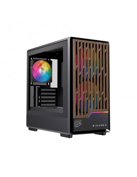 Caja ordenador gaming einarex pm400 matx rgb cristal templado negra
