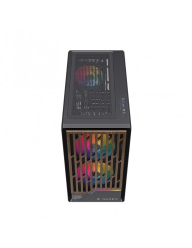 Caja ordenador gaming einarex pm400 matx rgb cristal templado negra