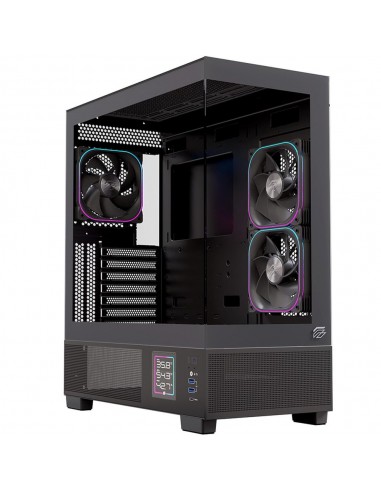Caja ordenador gaming einarex s501d atx rgb cristal templado negra