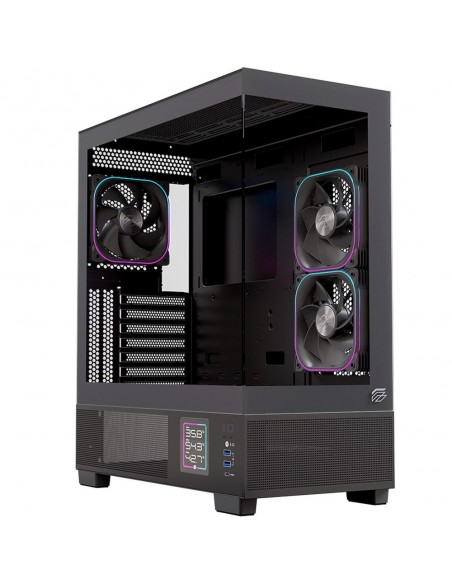 Caja ordenador gaming einarex s501d atx rgb cristal templado negra