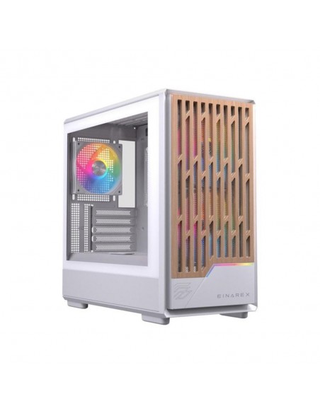 Caja ordenador gaming einarex pm400 atx rgb cristal templado blanca