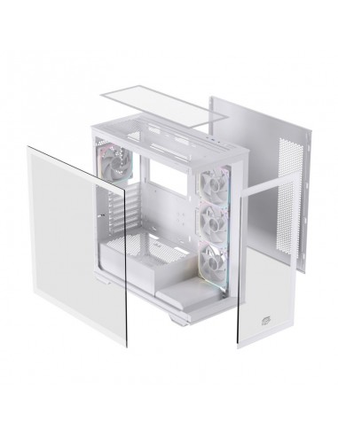 Caja ordenador gaming einarex s700 rgb atx cristal templado blanca