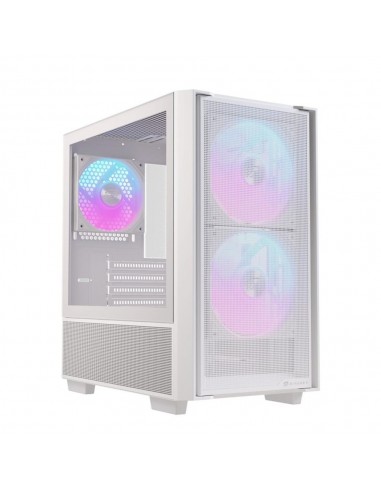 Caja ordenador gaming einarex pm150 matx rgb cristal templado blanca