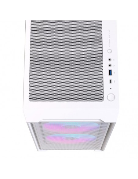 Caja ordenador gaming einarex pm150 matx rgb cristal templado blanca