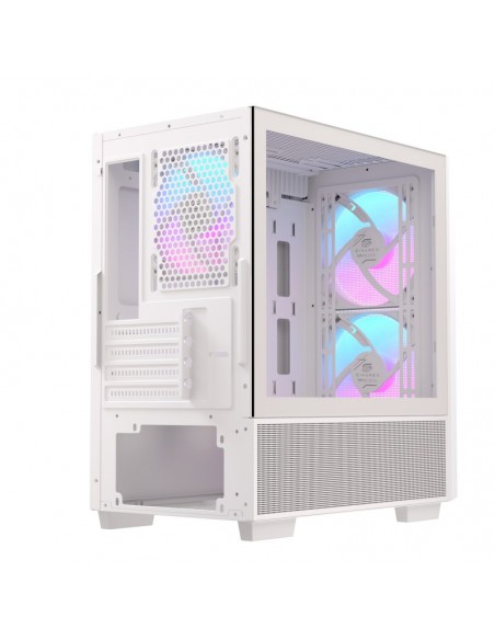 Caja ordenador gaming einarex pm150 matx rgb cristal templado blanca