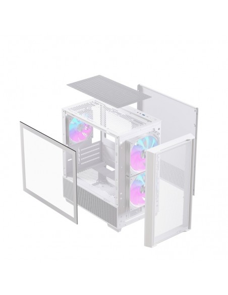 Caja ordenador gaming einarex pm150 matx rgb cristal templado blanca